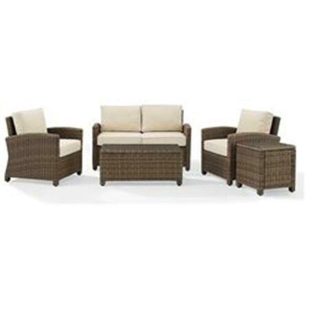 MODERN MARKETING CONCEPTS Bradenton Outdoor Wicker Conversation Set with Sand Cushions - 5 Piece KO70050WB-SA